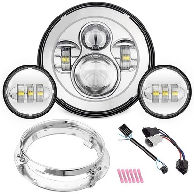 SUNPIE Compatible with H_arley Motorcycle 7 Inch Head light 7''+4-1/2'', Chrome 