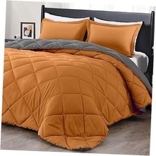 Size Comforter Set - Burnt Orange and Grey Comforter, King Burnt Orange/Grey