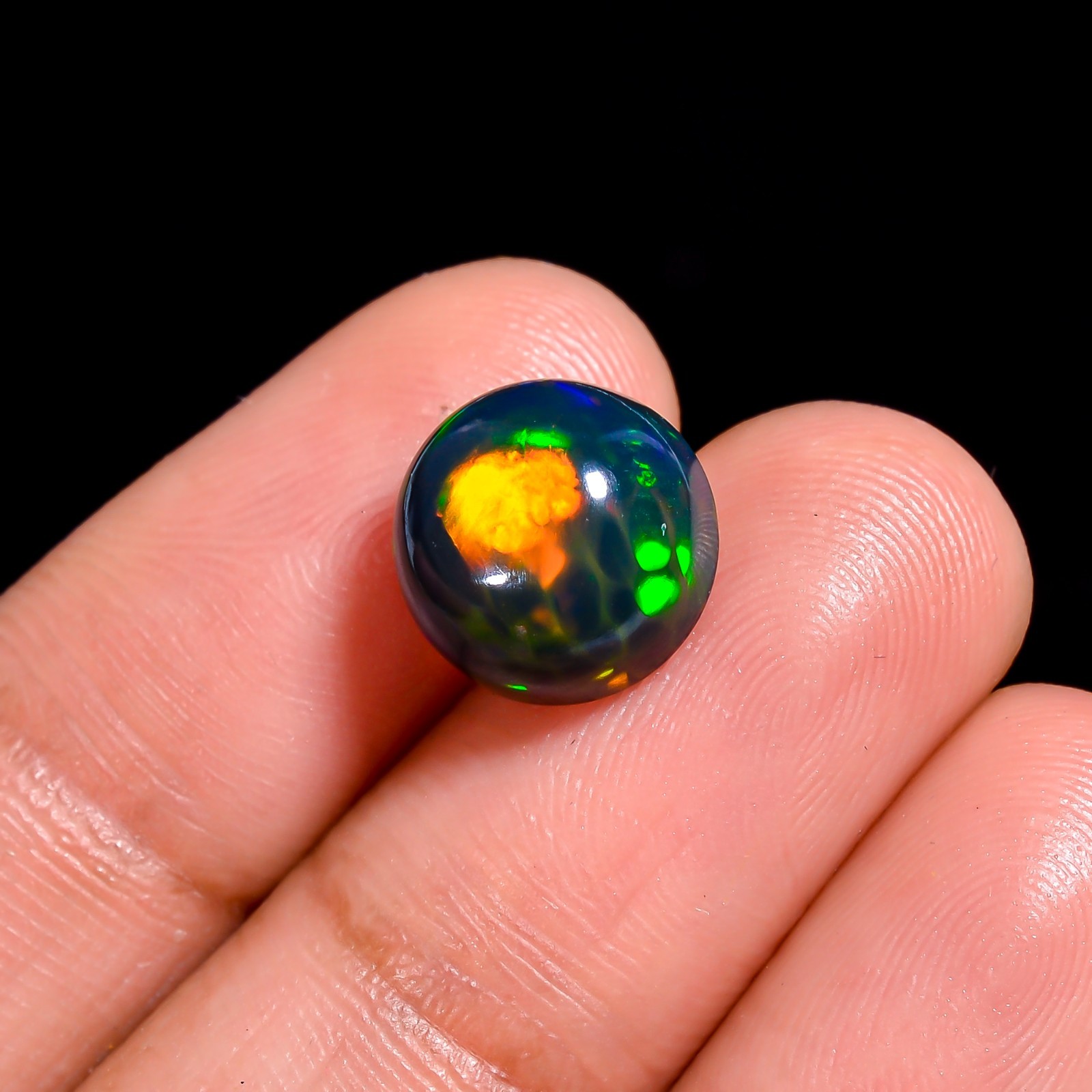 Jeweler's Choice: 3.00ct Black Welo Opal Cabochon - 10x10mm Round- Stunning Fire