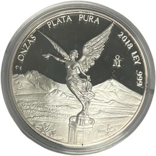 TONED 2018 Mexico Libertad 2 oz .999 Silver PROOF Coin CRACKED CAPSULE