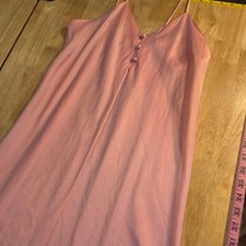 Repose vintage pink Satin nightgown spaghetti strap Pearl button detail large