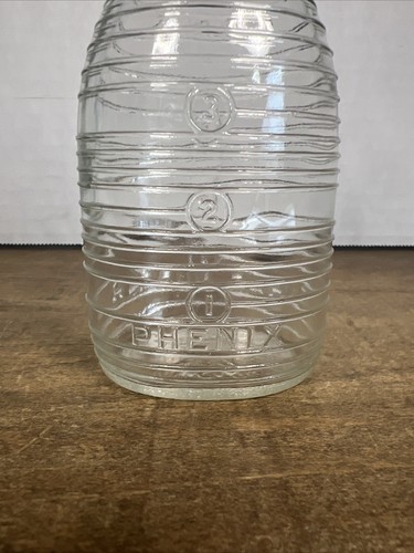 Biberón vintage de vidrio acanalado transparente Phenix para enfermera ovalado de 4 OZ alrededor de 1940 - Imagen 7 de 8