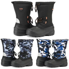 SUEDI Kids Waterproof Snow Boots Warm Fur-Lined Winter Boots Non-Slip Duck Boots