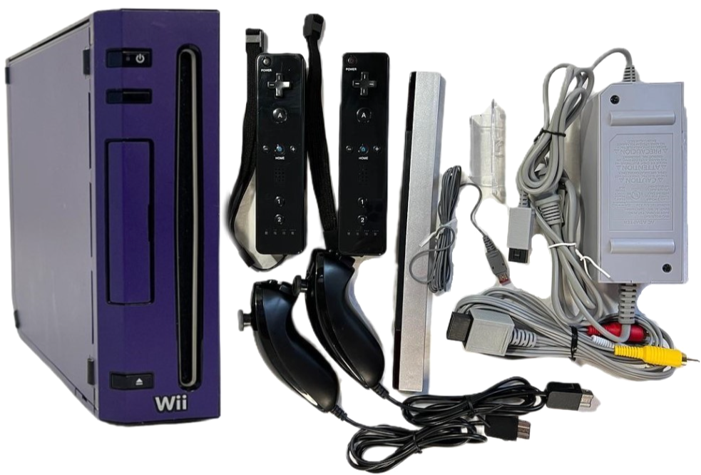 CUSTOM PURPLE Nintendo Wii Video Game System Console 2-REMOTE