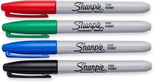 SHARPIE Permanent Markers, Fine Point, 4 Count Pack of 1 , Assorted Colors
