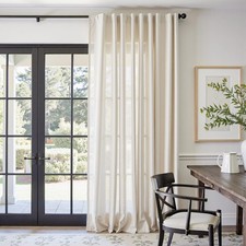 Beige Linen Blend Curtain 96 Inches Length 1 Panel for Bedroom Living Room, F...