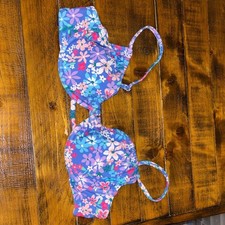 Size L Floral Blue and Pink bikini top