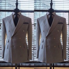 Men's Suits Peak Lapel Double Breasted Formal Business Wedding Groom Tuxedo 2pcs