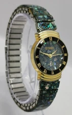 Vtg 1990 Gitano Mother Of Pearl Abalone Shell Face, Bracelet Quartz Ladies Watch