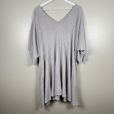 Free People Women's L/G Dress Gray V-Neck Oversized Modal Blend Short Sleeve