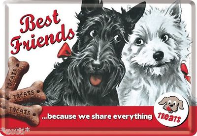 Nostalgic Art Blechpostkarte Best Friends Terrier Schnauzer Hunde Freunde *