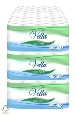 VELLA 192 Rollen WC Toilettenpapier Klopapier 3 lagig / 150 Blatt Zellstoff FSC® weiß