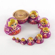 Nesting Dolls Small 10 pcs Neon Violet with Red