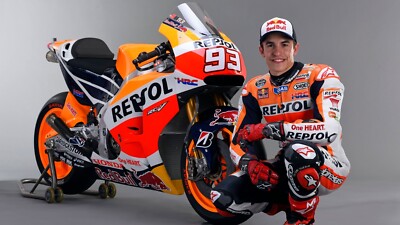 Marc Marquez Moto GP Repsol Honda WANDBILD 30x20 Zoll Leinwand gerahmt UK WPF