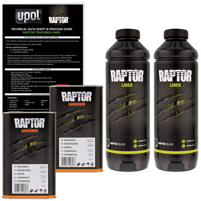 U-POL Raptor Black Urethane Spray-On Truck Bed Liner & Texture Coating, 2 Liters