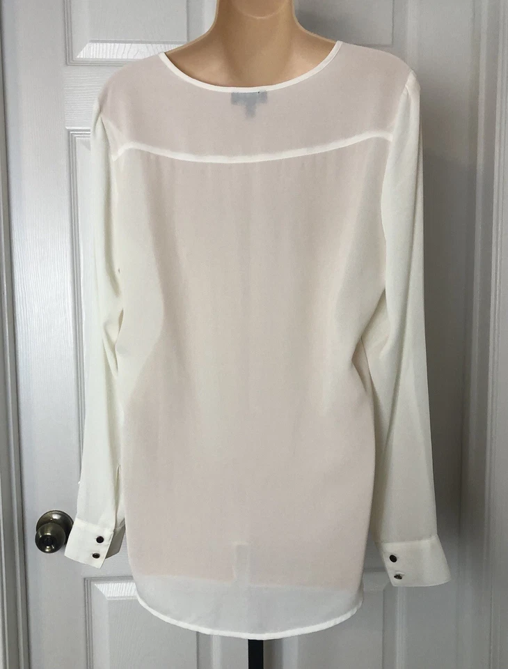 The Limited Lace Front Top Womens Medium Tall MT Ivory Popover Unlined Blouse - Image 3 of 4