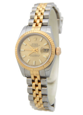 Rolex Datejust 179173 Lady 18K Gold Stainless Steel Jubilee Band Champagne Dial