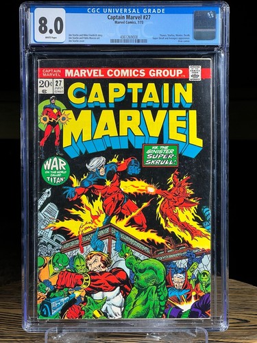 CAPTAIN MARVEL #27 CGC 8.0 July 1973 1st Full App of EROS / STARFOX Harry Styles