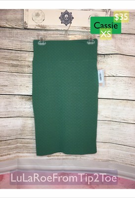 JUPE CRAYON (PENCIL) LULAROE CASSIE VERTE TAILLE XS (2-4) - NEUVE AVEC ÉTIQUETTES - BANDELETTE YOGA
