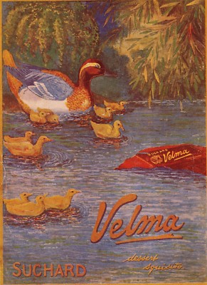 ADVERTISEMENT 1916 CHOCOLATE DESSERT SUCHARD POND DUCK VELMA 