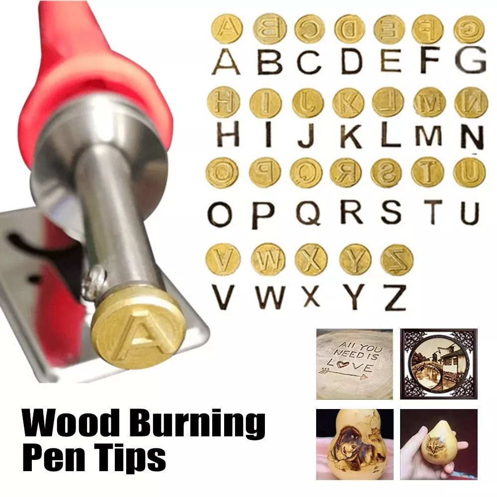 Soldering Iron Head Set 26 Letters Pyrography Marking Wood Burning Pen Tips  Kit