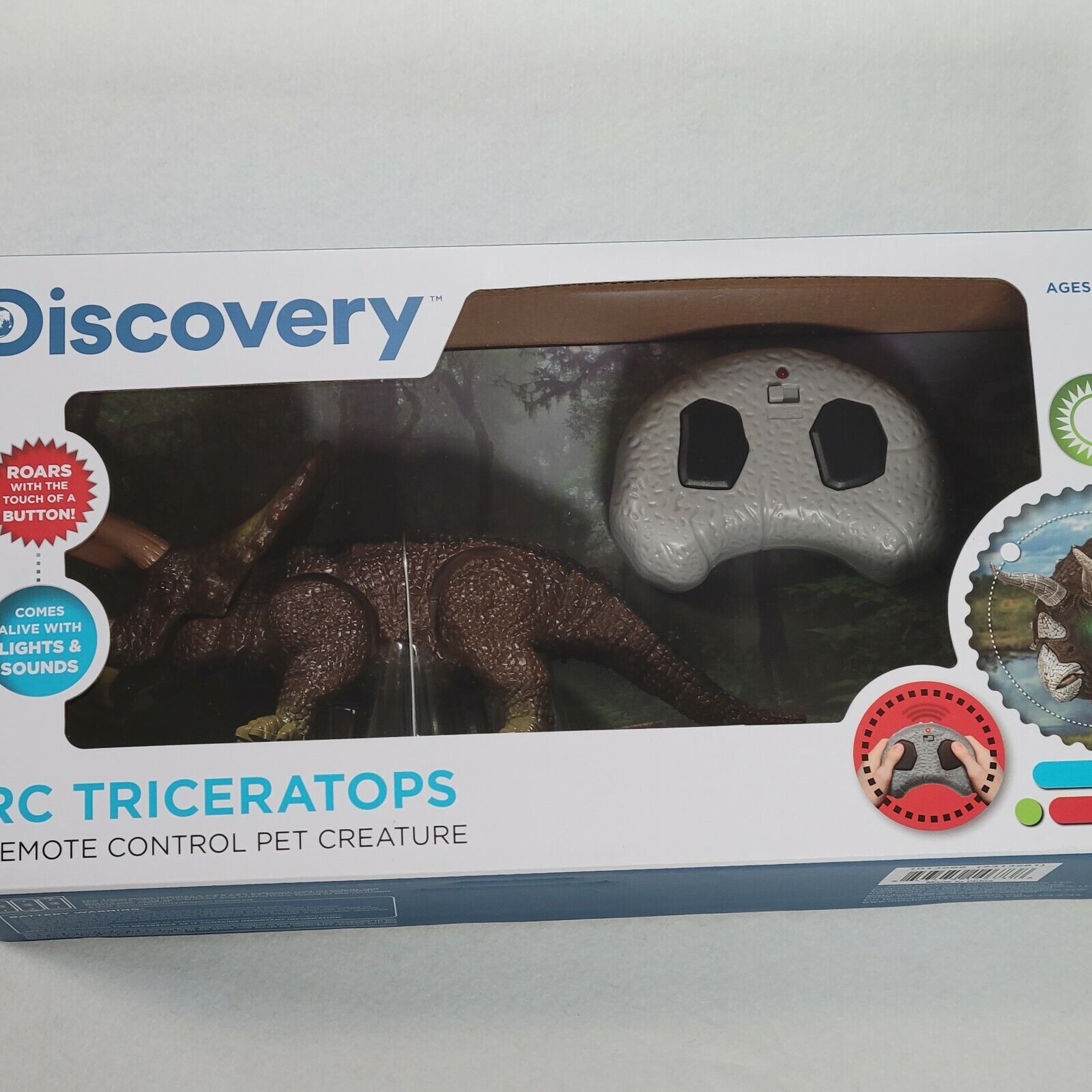 Brand New Discovery Remote Control Triceratops Dinosaur Toy Interactive Roars 