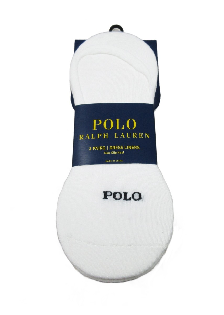 Polo Ralph Lauren Men's White Dress Liner Socks Non-Slip Heel 3 Pairs | eBay