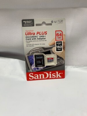 SANDISK Ultra Plus 64GB microSDXC UHS-I Card w/ Adapter Speed Up to 150MB/s*New