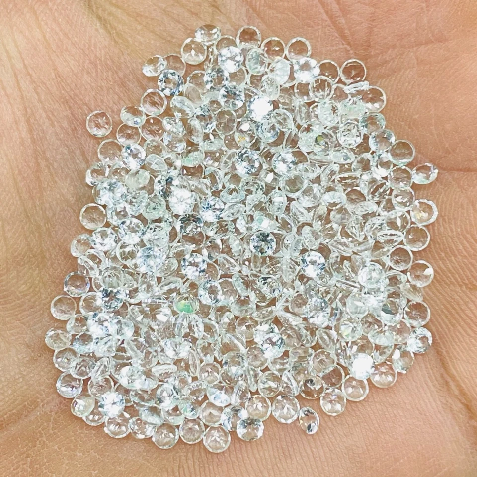Lote de 50 piedras preciosas sueltas calibradas corte redondo 3 mm topacio blanco natural VVS Foto 4 de 4