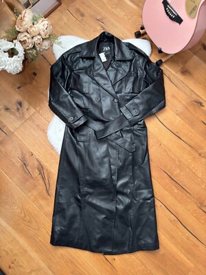 Faux Leather Jacket Zara Black Trench Coat ZARA WOMEN NEW BELTED