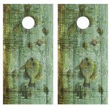 Blue Gill and Bass Barnwood Cornhole Board Wraps FREE LAMINATION 2823