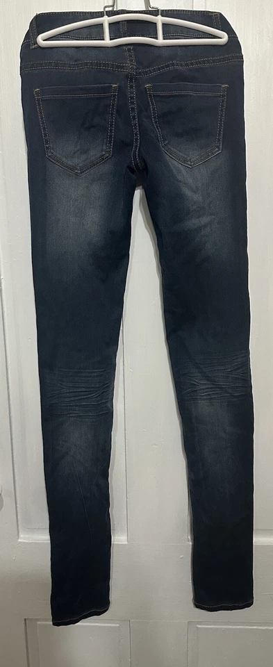Pantalones de mezclilla vintage dELIA’s Olivia lavado oscuro talla 00 tiro bajo ajustados elásticos Foto 3 de 4