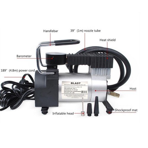 Gonfiatore pneumatici compressore d'aria 100 PSI si adatta a pneumatici auto moto pompa aria portatile - Foto 7 di 11