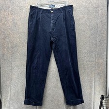 Polo Ralph Lauren Pants Men 38x32 Blue Navy Corduroy Hammond Cotton Vintage