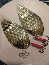 2 NOS Seneca/ACME Wobbler Trolling Salmon Spoons Size #4 Chrome Scale USA MADE