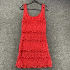 Solitaire Dress Womens S Red Crochet Sheath Ladies Cocktail Cottagecore 90s Boho