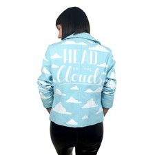 Head In The Clouds - Custom Painted Faux Leather Jacket Ooak