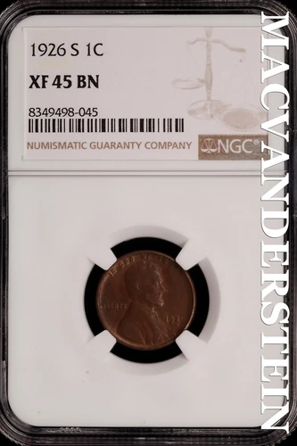 1926-S Lincoln Wheat Cent - NGC XF 45 BN - Scarce  No Reserve  #SLH232