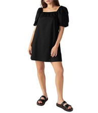 Sanctuary Women's Black Square Neck Short Puff Sleeve Mini Dress Size Small