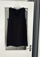 Mango Black Shift Dress Lace Inserts Size 10