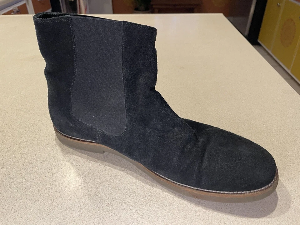 Tênis Chelsea Masculino AJ Armani Jean Couro Preto Botas Raras Tamanho 9.5 EUA - Imagem 4 de 4