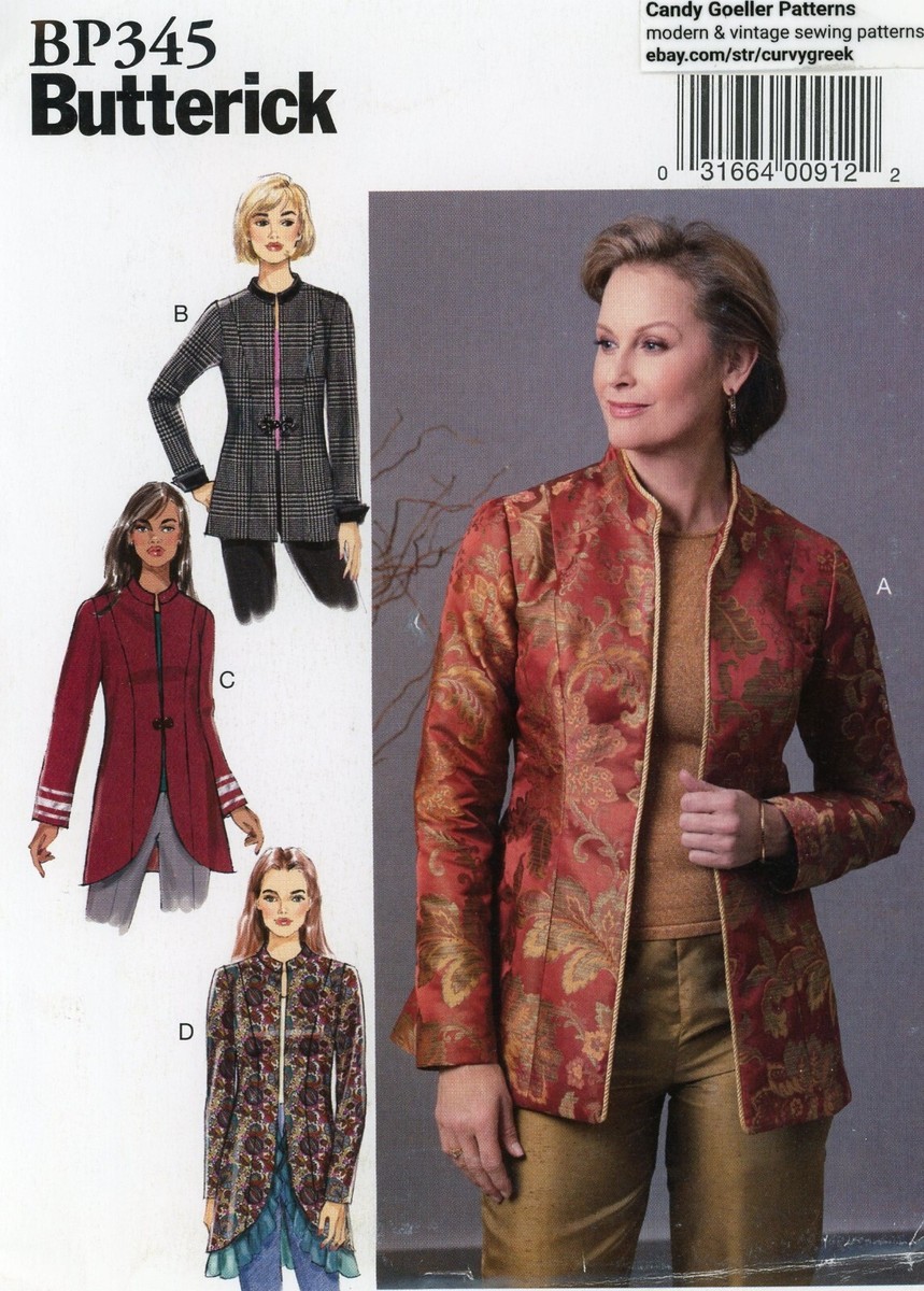 Butterick BP345 Lined, Open Front Jackets w Shaped Hem UNCUT Butterick BP345 Lined, Open Front Jackets w Shaped Hem UNCUT