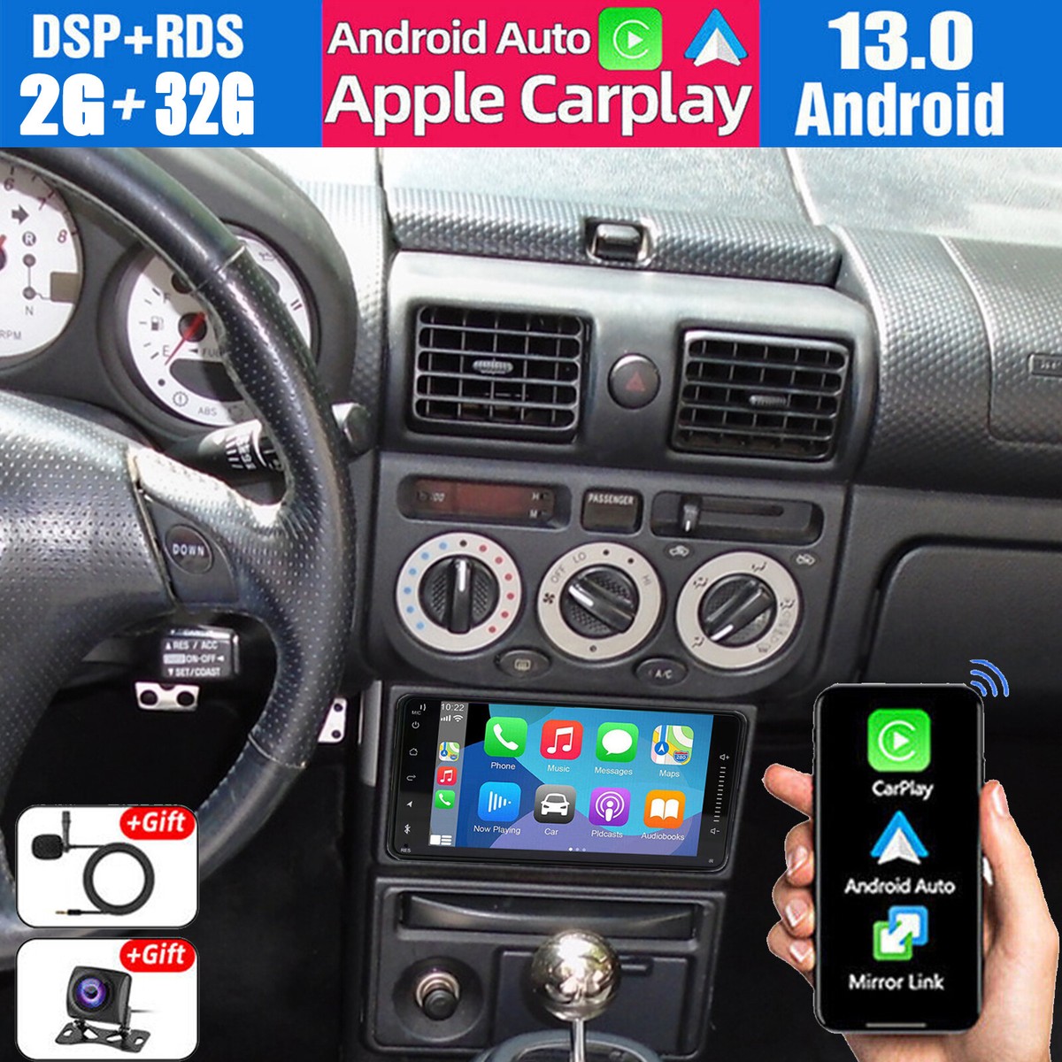 7'' CarPlay For Toyota MR2 Spyder 2000-2005 Android 13 Car Stereo