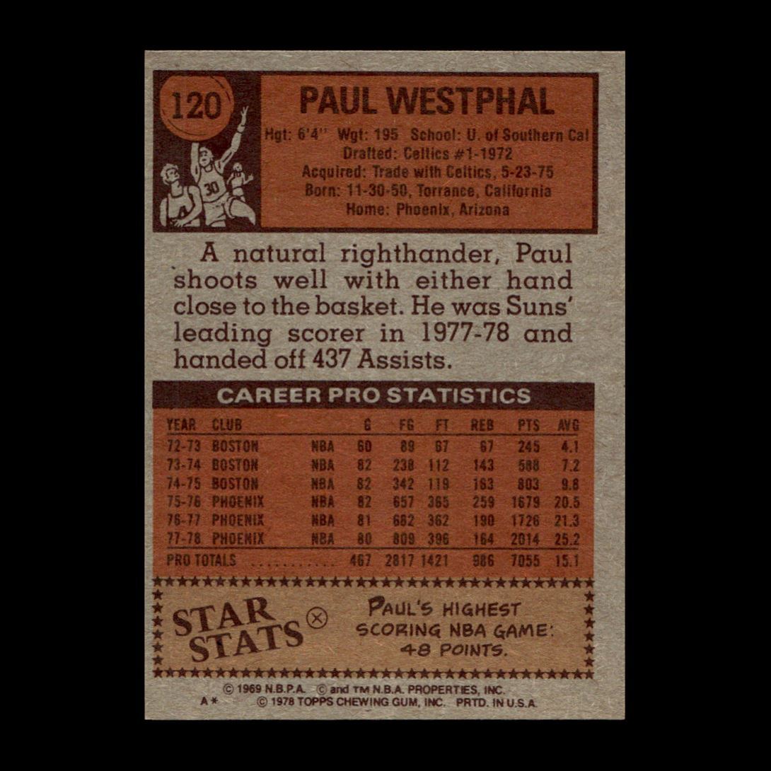 Paul Westphal 1978-79 Topps Phoenix Suns #120 Great Condition Set