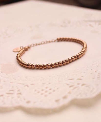 Stunning Women's 18K Rose Gold Filled Classic Solid Ball Beads Chain Bracelet - Picture 11 of 14