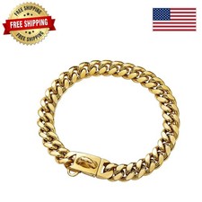 Elegant 10'' Gold Plated Stainless Steel Cuban Link Dog Collar for Small Dogs