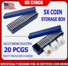 5 Plastic Coin Storage Box Case Coin Holder Tray for PCGS NGC PCCB PMGab 20 Slab