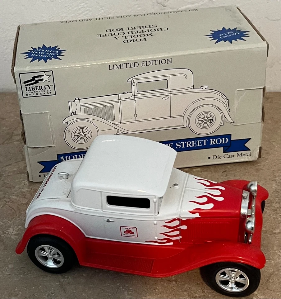 Banco de monedas de metal fundido a presión State Farm Insurance modelo A Street Rod 1/25 Foto 2 de 4