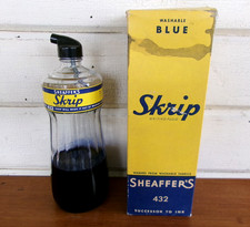 Vintage 1950s SHEAFFER'S Skrip Blue Ink For Fountain Pens 32oz Bottle in Box