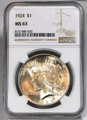 1924 Peace Silver Dollar - NGC Certified MS63 !!